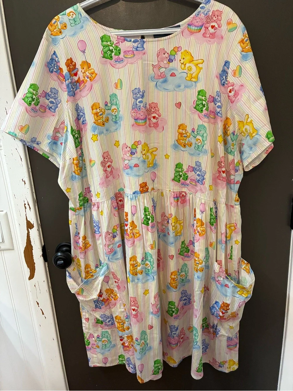 EUC Modcloth Multicolor Care Bear Print Mini Dress - Picture 1 of 5